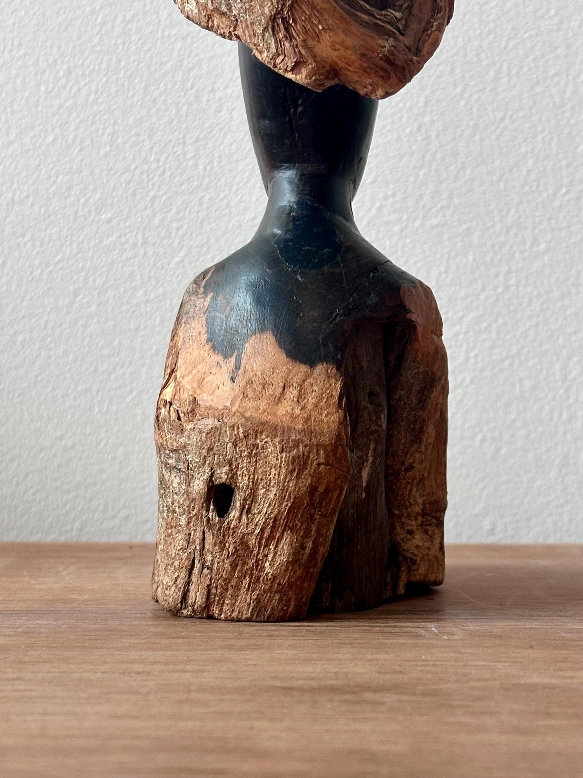 Hand Carved Wooden Figure Sculpture | Vintage Figural Wood Art | Organic Modern Tribal Decor