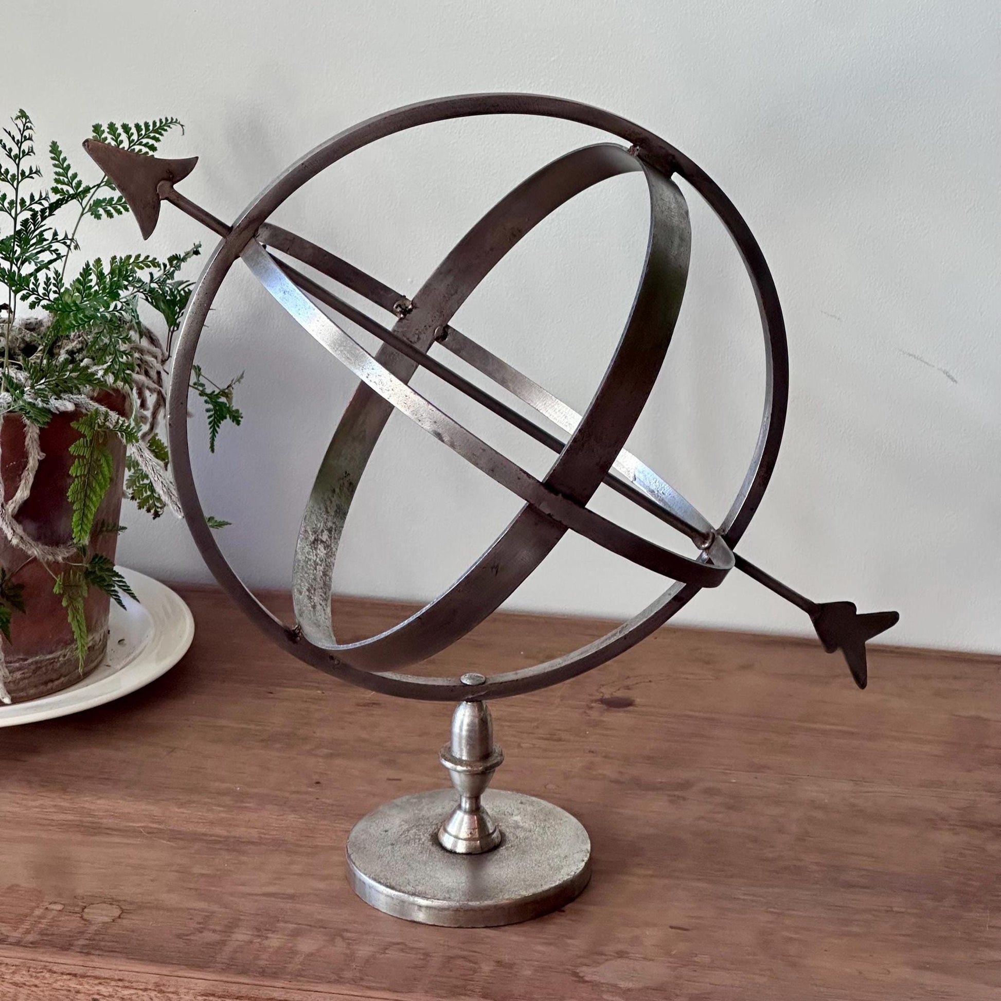 Vintage Mid-Century Armillary Sphere | Metal Celestial Sculpture | Industrial Astronomy Decor