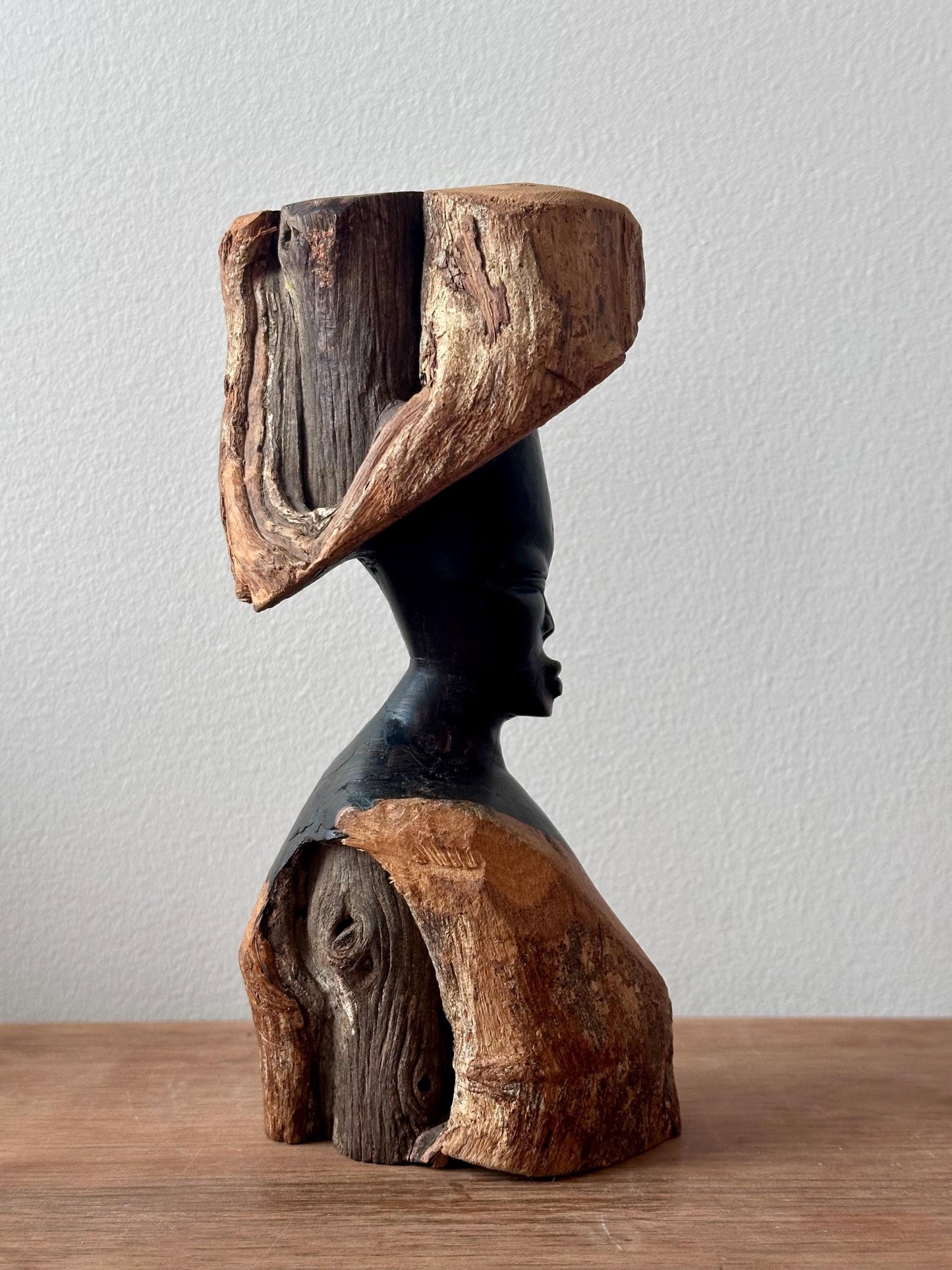 Hand Carved Wooden Figure Sculpture | Vintage Figural Wood Art | Organic Modern Tribal Decor