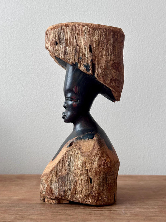 Hand Carved Wooden Figure Sculpture | Vintage Figural Wood Art | Organic Modern Tribal Decor