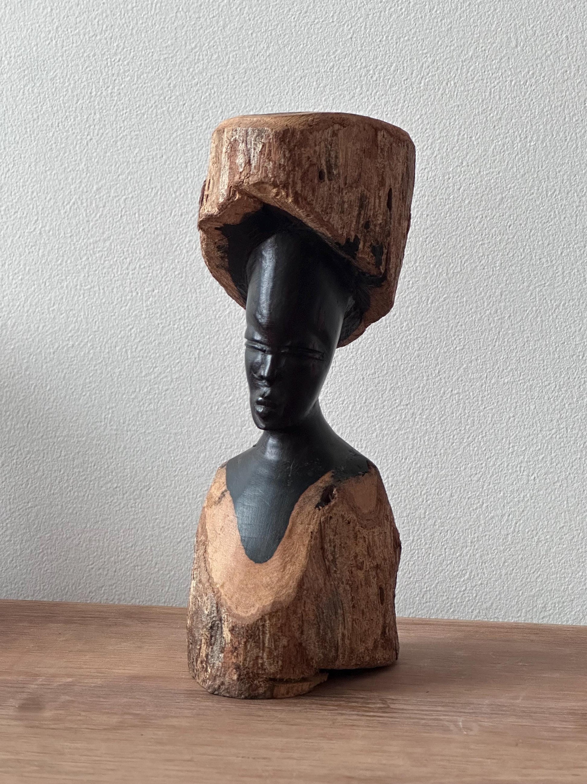 Hand Carved Wooden Figure Sculpture | Vintage Figural Wood Art | Organic Modern Tribal Decor