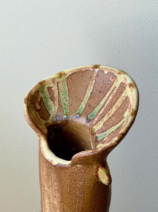 Vintage Studio Pottery Vase | Mid Century Modern Ceramic Vessel, Earth Tone Glaze