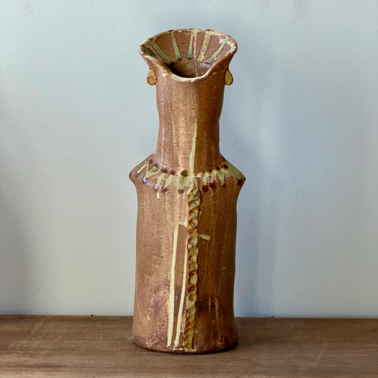 Vintage Studio Pottery Vase | Mid Century Modern Ceramic Vessel, Earth Tone Glaze
