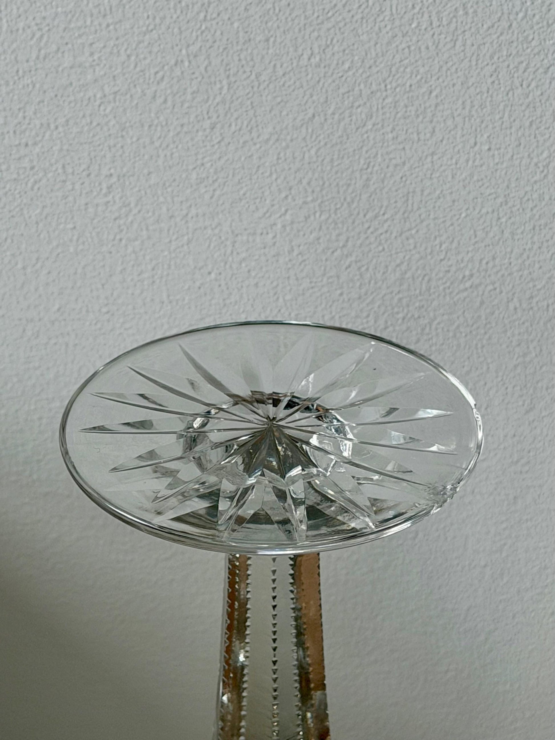 American Brilliant Cut Glass Pedestal Vase | Antique Crystal Trumpet Vase