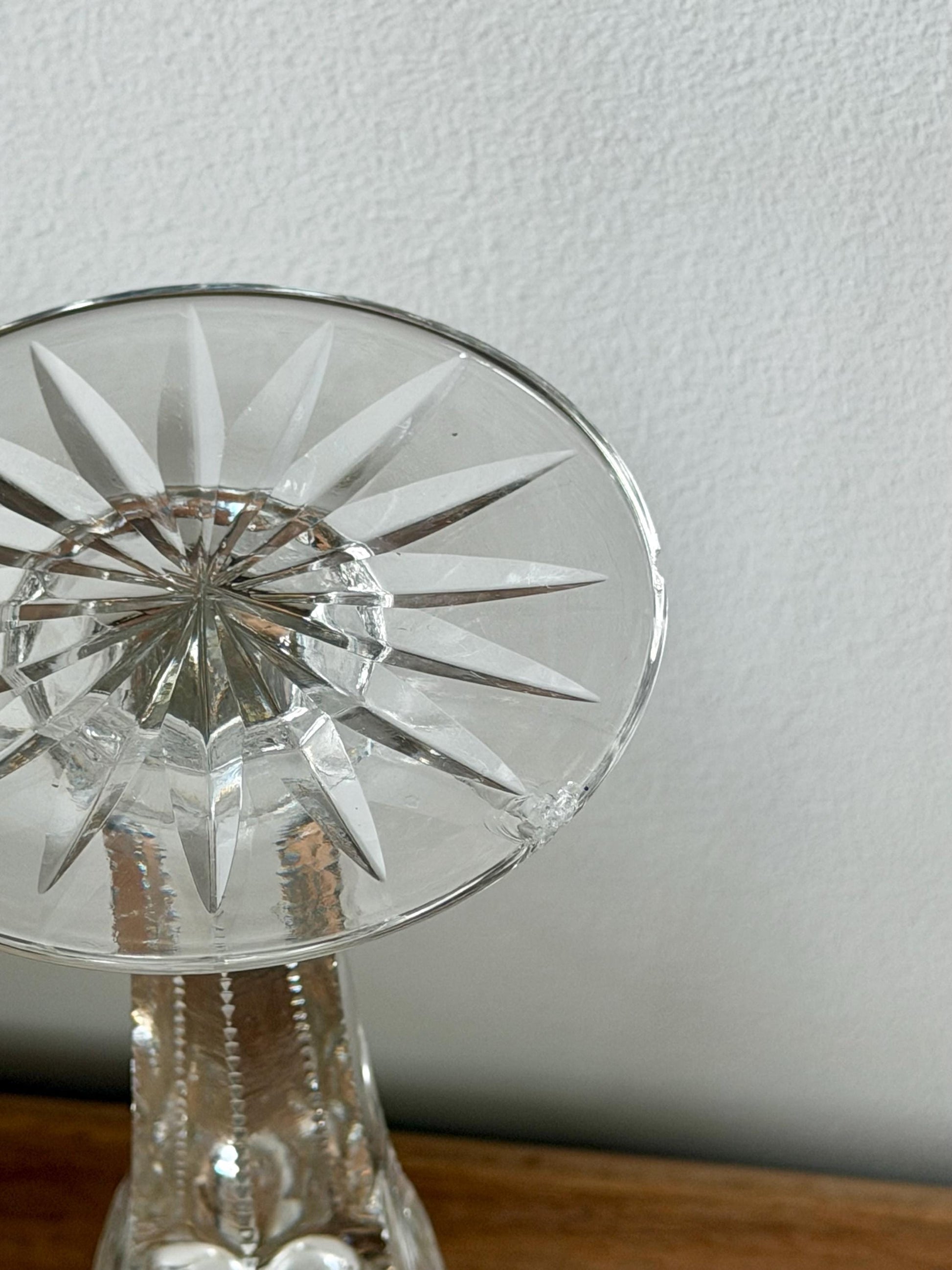 American Brilliant Cut Glass Pedestal Vase | Antique Crystal Trumpet Vase
