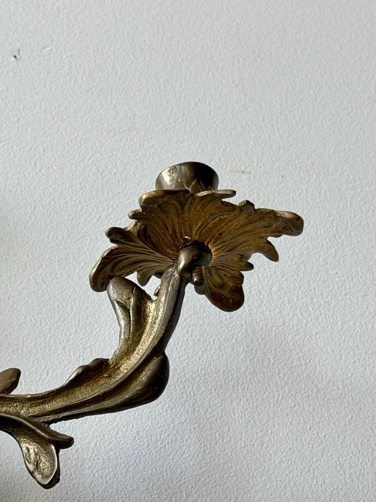 Vintage Brass Wall Sconce with Medusa Motif | Art Nouveau Style Candle Holder