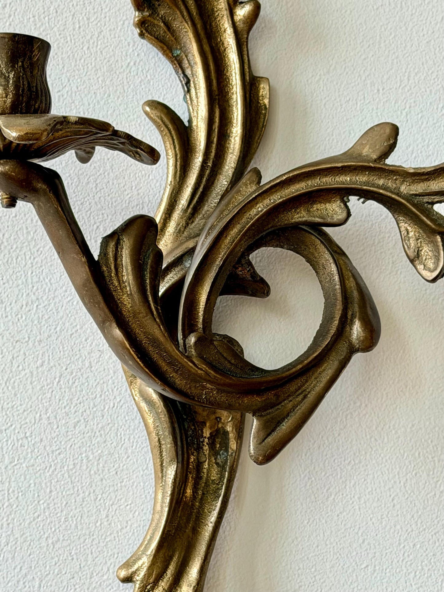 Vintage Brass Wall Sconce with Medusa Motif | Art Nouveau Style Candle Holder