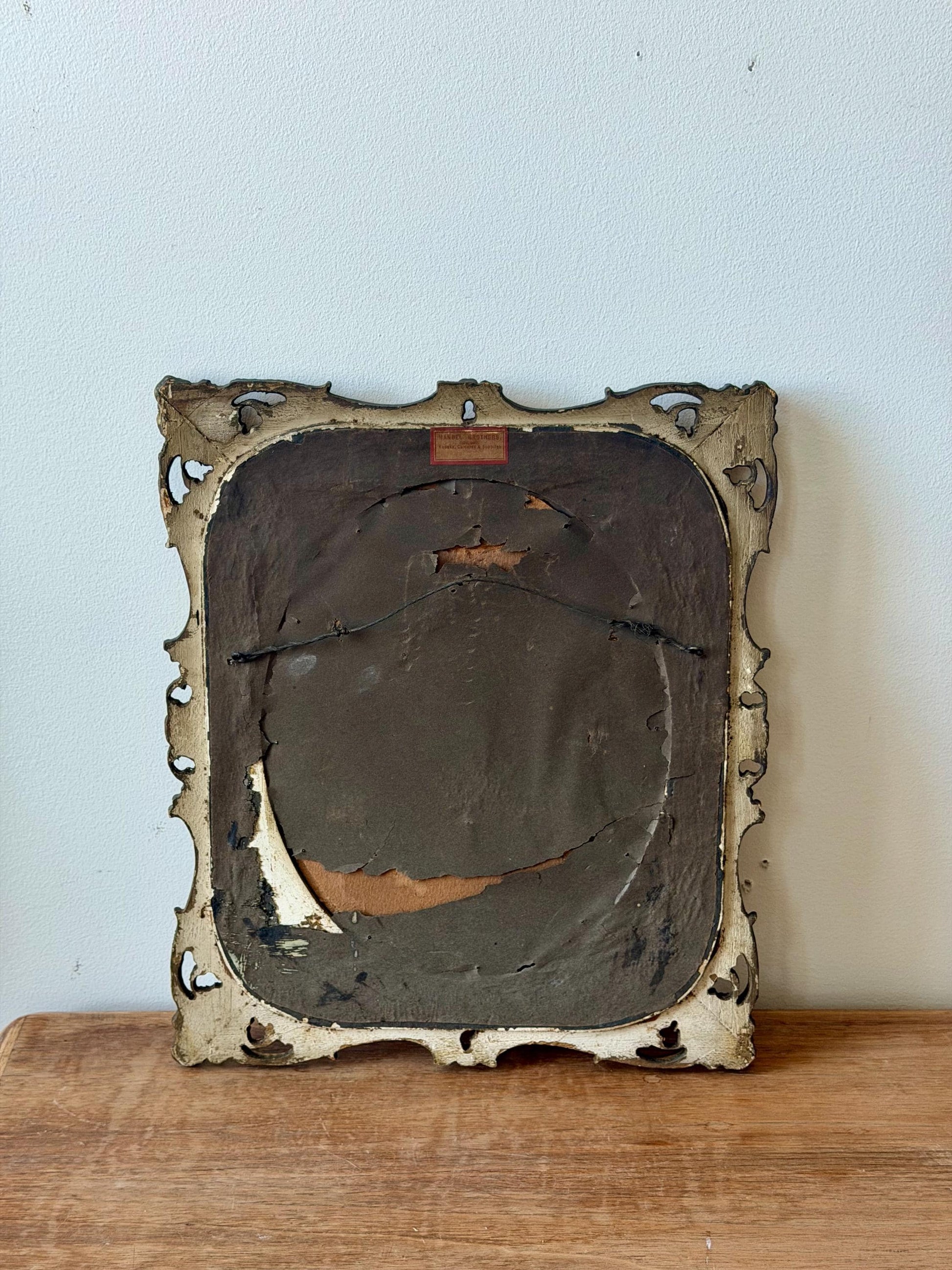 Antique Gilt Wood Frame with Oval Portrait Print | Woman with Rose